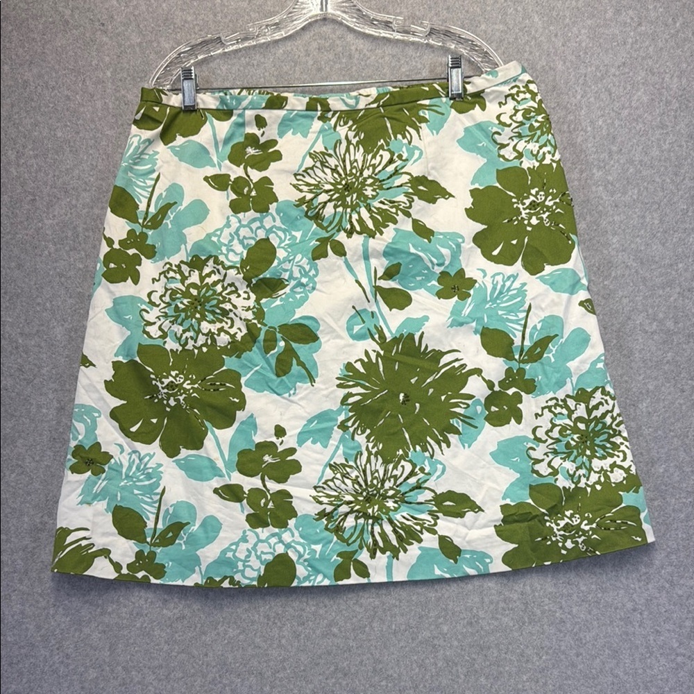 Valerie Stevens Green and Blue A-Line Mini Skirt